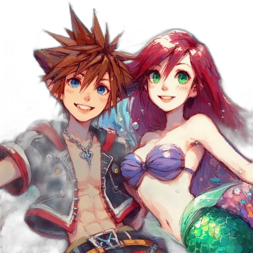 fantasy art, watercolor, concept art, pixel art, underwater, fire, two, animated transparent PNG cut-out