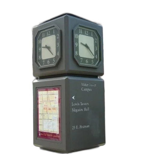 furniture, robot, 3d render, clock, tower, university, chicago, logo transparent PNG cut-out