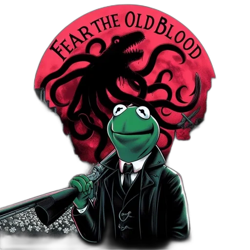 hat, staff, cartoon, concept art, pixel art, kermit, frog, wearing transparent PNG cut-out