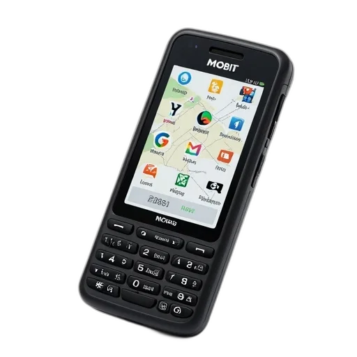 weapon, black, smartphone, physical, keyboard, displayed, against, white transparent PNG cut-out