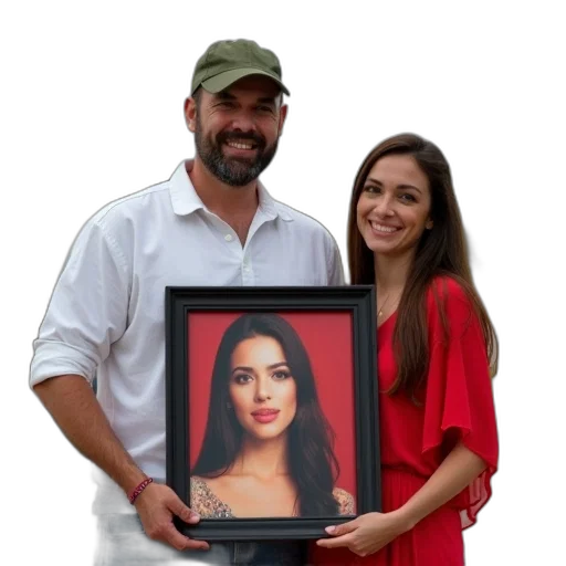 face, jewelry, oil painting, photorealistic, man, woman, standing, next transparent PNG cut-out