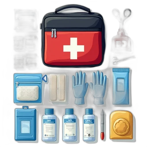 detailed, illustration, first, aid, kit, various, medical, supplies transparent PNG cut-out
