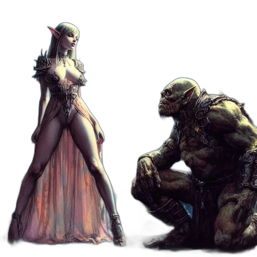 dress, creature, concept art, fantasy art, comic book art, cyberpunk, outer space, underwater transparent PNG cut-out
