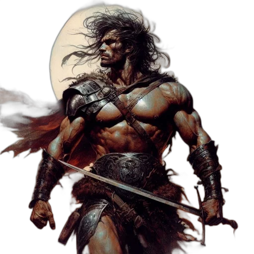 sword, fantasy art, concept art, comic book art, photorealistic, intensely, posed, warrior transparent PNG cut-out