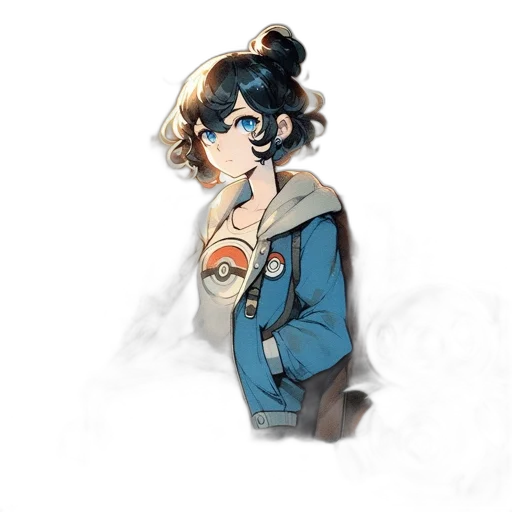 staff, jacket, mask, weapon, anime, concept art, pixel art, cartoon transparent PNG cut-out