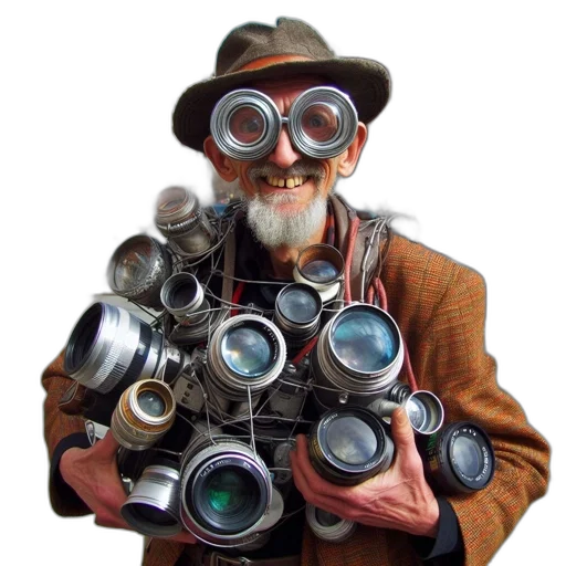 mask, face, weapon, robot, elderly, man, wearing, unique transparent PNG cut-out
