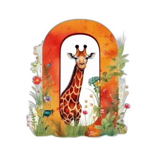 animal, hat, crown, letter, illustrated, orange, red, surrounded transparent PNG cut-out