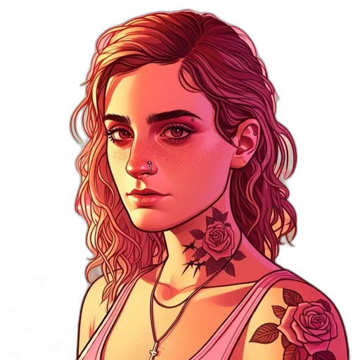 face, dress, jewelry, comic book art, concept art, fantasy art, pixel art, neon lights transparent PNG cut-out