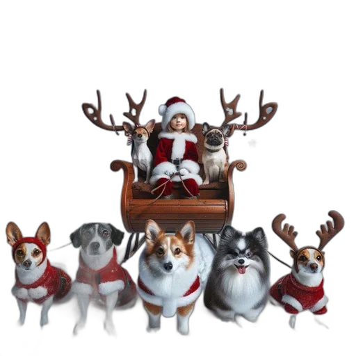 concept art, 3d render, wintry, scene, child, dressed, santa, sits transparent PNG cut-out