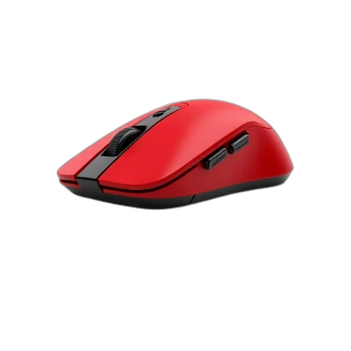 3d render, red, wireless, computer, mouse, black, logo, side transparent PNG cut-out