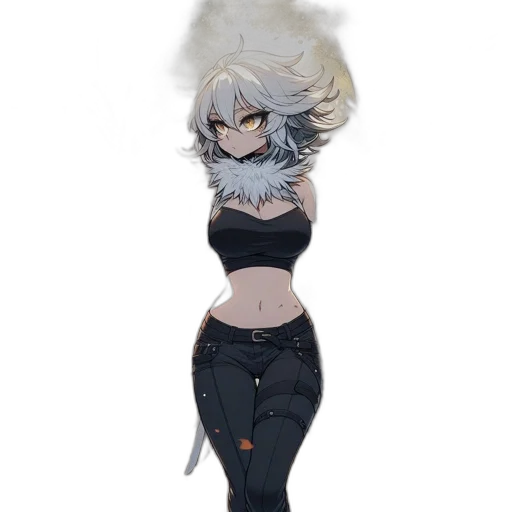 hair, dress, creature, jacket, concept art, anime, fantasy art, pixel art transparent PNG cut-out