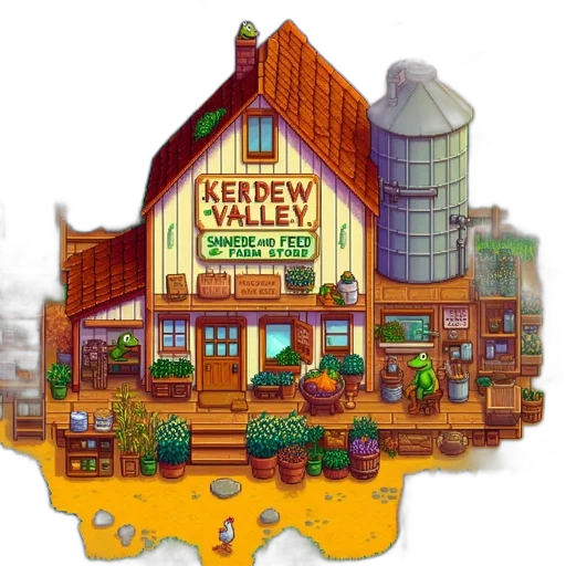 food, building, pixel art, concept art, 3d render, pixelated, scene, game transparent PNG cut-out
