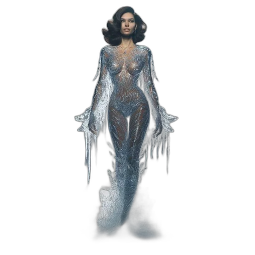 dress, creature, hair, concept art, fantasy art, comic book art, pixel art, underwater transparent PNG cut-out