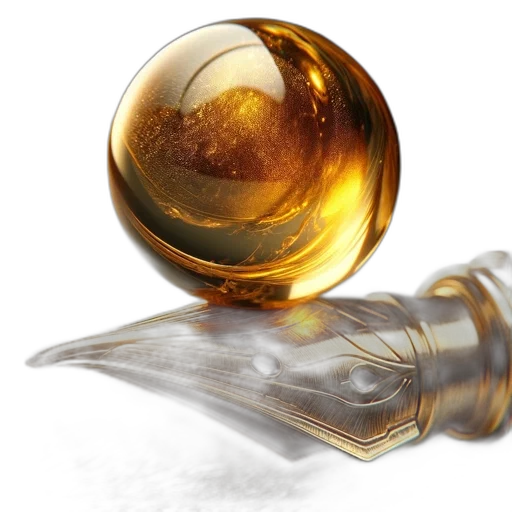 bottle, jewelry, weapon, photorealistic, 3d render, golden, fountain, pen transparent PNG cut-out