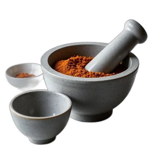 food, staff, set, three, grey, mortar, pestle, bowls transparent PNG cut-out