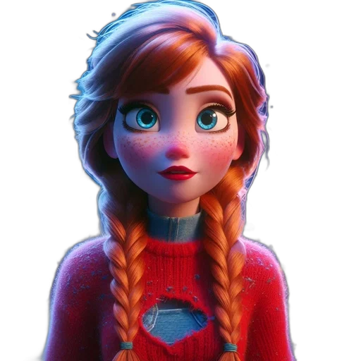 face, dress, crown, hair, 3d render, concept art, cartoon, fantasy art transparent PNG cut-out