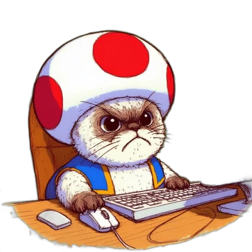 staff, animal, pixel art, concept art, fantasy art, comic book art, cat, wears transparent PNG cut-out