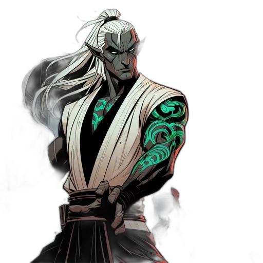 staff, concept art, fantasy art, comic book art, anime, monochrome, green, red transparent PNG cut-out