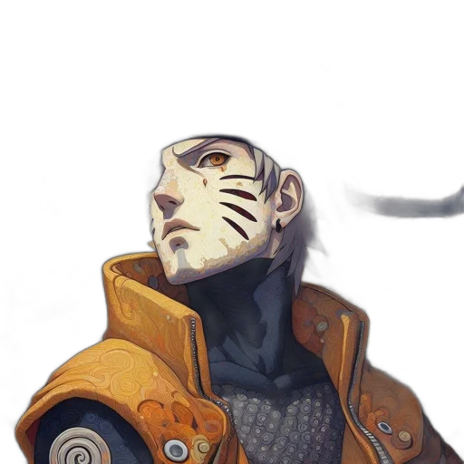 face, robot, mask, jacket, concept art, fantasy art, comic book art, cyberpunk transparent PNG cut-out