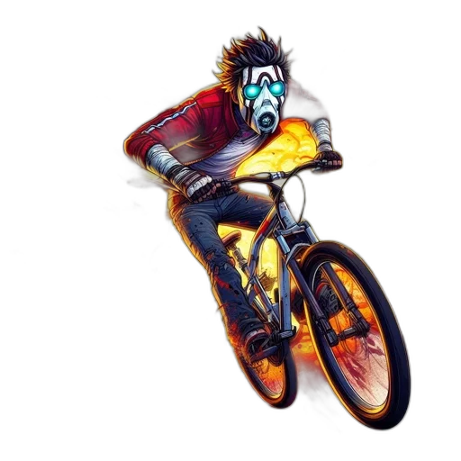 creature, concept art, pixel art, photorealistic, comic book art, individual, rides, bike transparent PNG cut-out