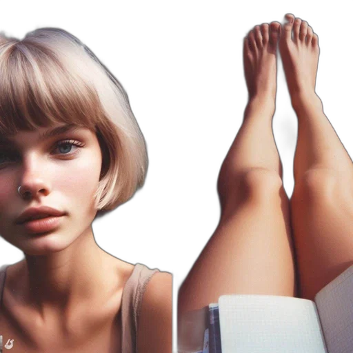 shoes, hair, face, dress, photorealistic, 3d render, concept art, oil painting transparent PNG cut-out