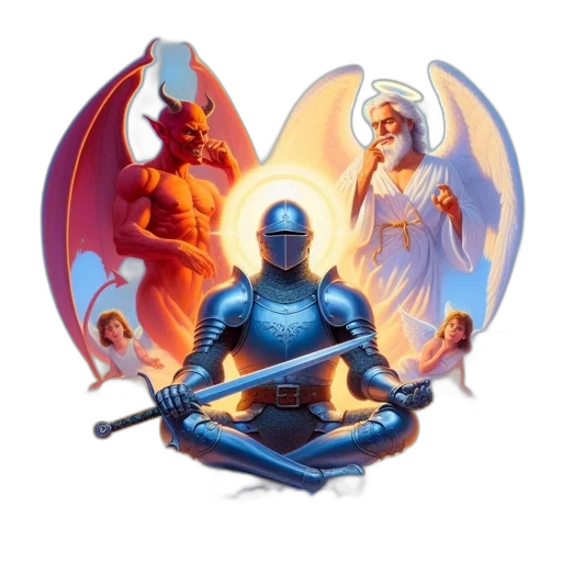 concept art, fantasy art, pixel art, comic book art, fire, blue, knight, depicted transparent PNG cut-out