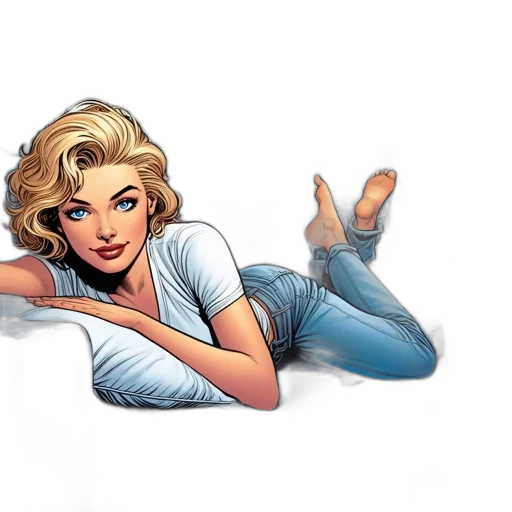 comic book art, cartoon, concept art, pixel art, woman, reclines, sofa, modern transparent PNG cut-out