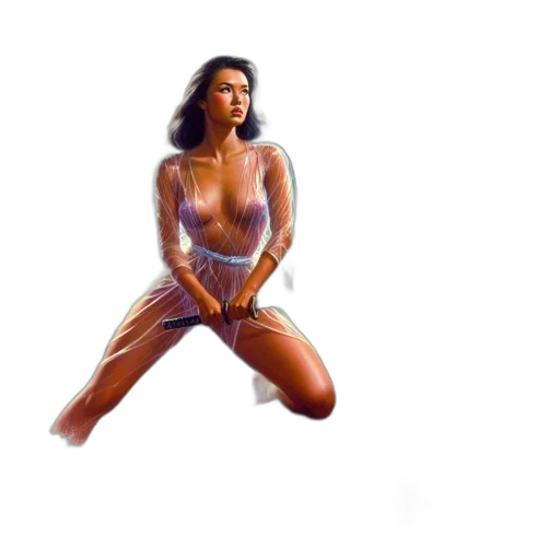 creature, concept art, pixel art, comic book art, photorealistic, woman, stands, rock transparent PNG cut-out