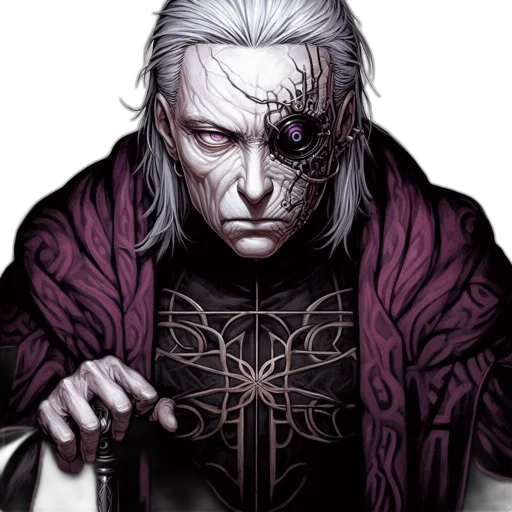 face, fantasy art, comic book art, concept art, pixel art, dark, individual, long transparent PNG cut-out