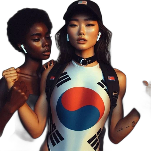 dress, concept art, cyberpunk, photorealistic, comic book art, monochrome, three, women transparent PNG cut-out