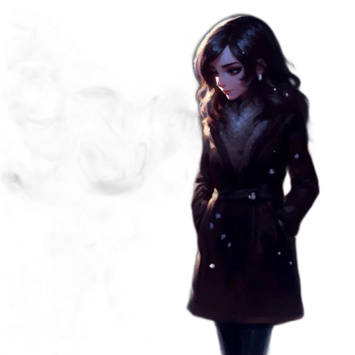 dress, jacket, concept art, fantasy art, pixel art, comic book art, fog, snow transparent PNG cut-out