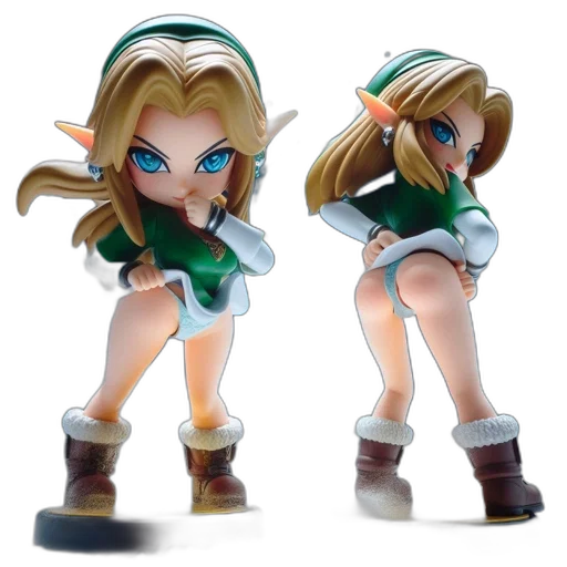 3d render, concept art, fantasy art, pixel art, two, figurines, elfin, character transparent PNG cut-out