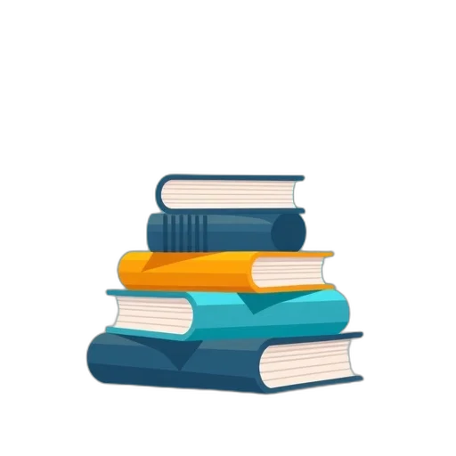 3d render, stylized, image, featuring, stack, books, gradient, colors transparent PNG cut-out