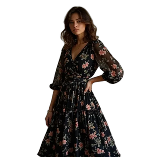 dress, dark, ania, black transparent PNG cut-out