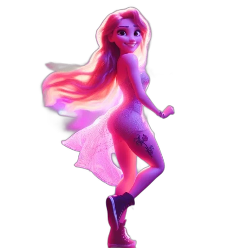 dress, concept art, 3d render, fantasy art, vaporwave, neon lights, neon, animated transparent PNG cut-out