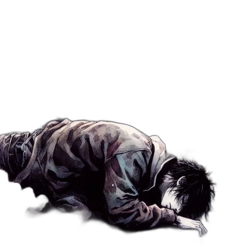 jacket, creature, concept art, comic book art, watercolor, photorealistic, dark, individual transparent PNG cut-out