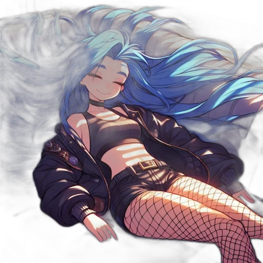 jacket, hair, creature, pixel art, anime, concept art, fantasy art, neon lights transparent PNG cut-out