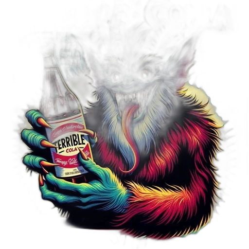 jacket, creature, hair, dragon, concept art, photorealistic, vaporwave, watercolor transparent PNG cut-out
