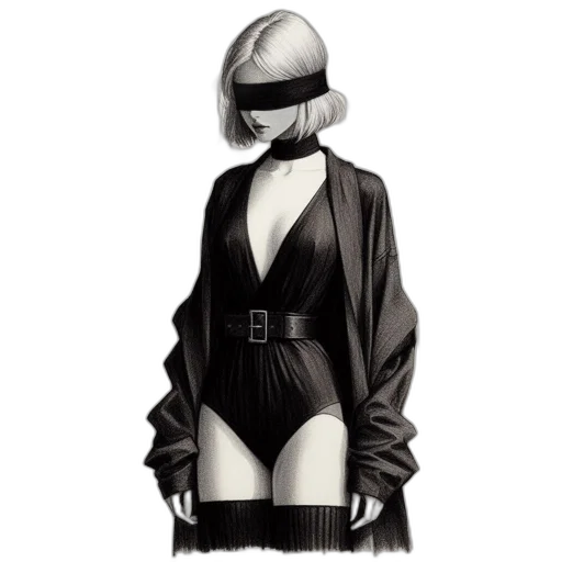 jacket, dress, hat, robot, concept art, cyberpunk, photorealistic, comic book art transparent PNG cut-out