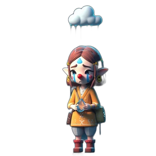 umbrella, staff, jacket, mask, concept art, pixel art, fantasy art, 3d render transparent PNG cut-out