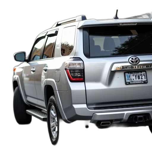 car, 3d render, silver, suv, parked, street, rear, end transparent PNG cut-out