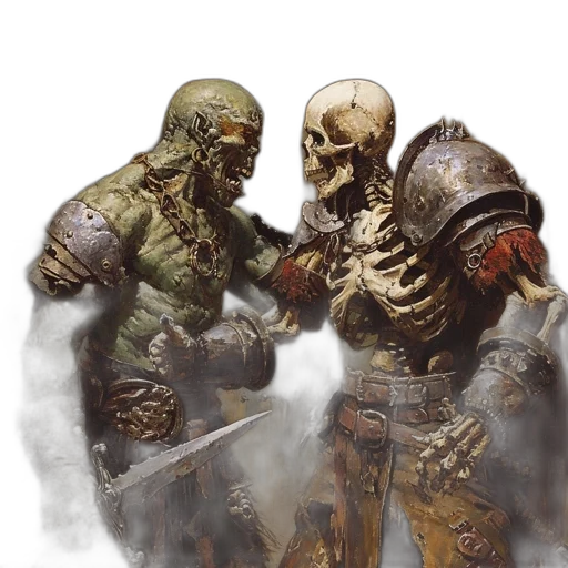 concept art, fantasy art, comic book art, fog, fire, earth tones, fierce, orc transparent PNG cut-out