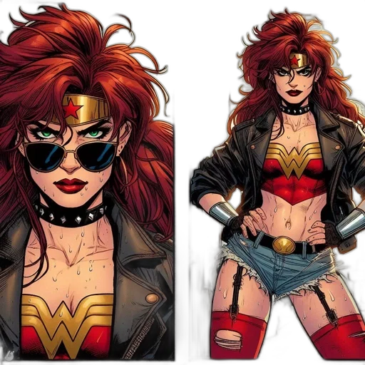 comic book art, concept art, cartoon, fantasy art, red, two, panels, feature transparent PNG cut-out