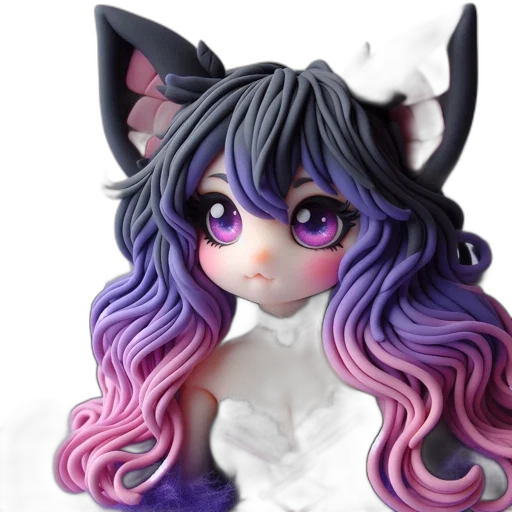 3d render, fantasy art, anime, concept art, doll, large, purple, eyes transparent PNG cut-out