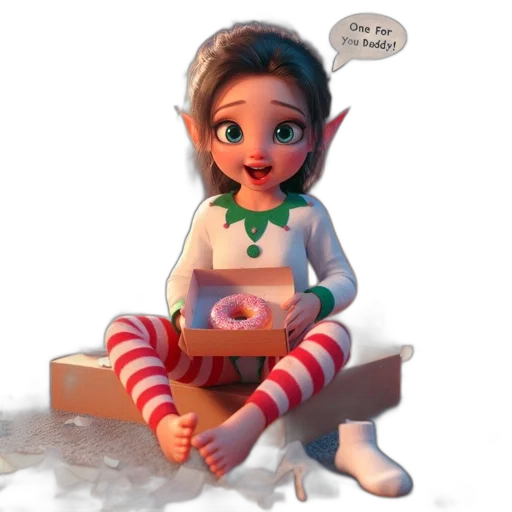 food, 3d render, concept art, photorealistic, young, female, elf-character, cluttered transparent PNG cut-out