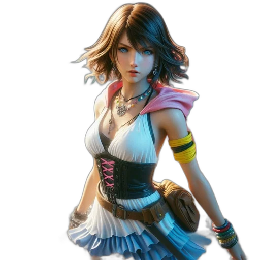 dress, concept art, fantasy art, 3d render, animated, female, character, stands transparent PNG cut-out
