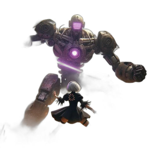 robot, weapon, creature, concept art, 3d render, fantasy art, industrialized, city transparent PNG cut-out