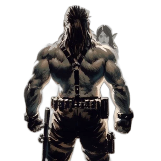 animal, weapon, creature, hair, concept art, fantasy art, comic book art, photorealistic transparent PNG cut-out