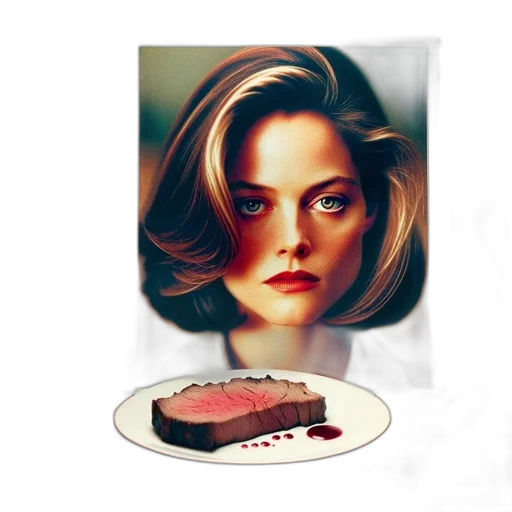 food, face, jewelry, hat, photorealistic, oil painting, pixel art, vaporwave transparent PNG cut-out