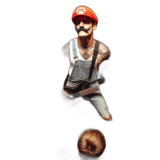 hat, pixel art, concept art, 3d render, photorealistic, man, dressed, mario transparent PNG cut-out